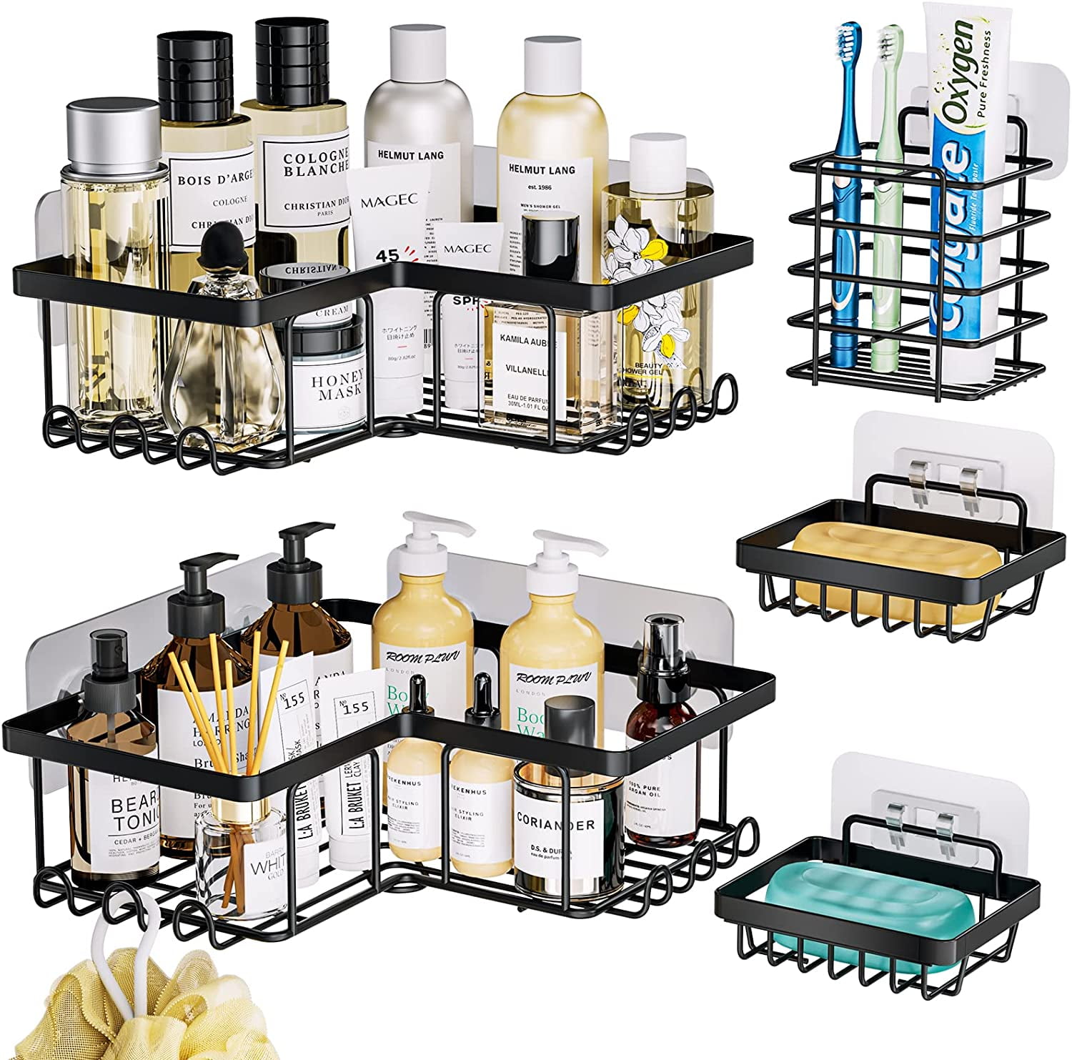 SWTYMIKI 5 Pack Shower Caddy Corner Shelf Organiser, Large Capacity ...