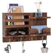 DANPU SWTYMIKI 5 in 1 Key Holder for Wall, Wall Mounted Key Hangers, Wooden Key Racks with Mail Sorter Organiser for Entryway Mudroom Hallway Office