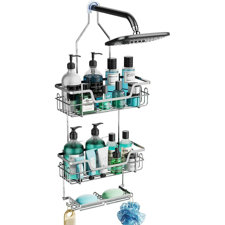 3 Tier Shower Racks with Hooks and Shampoo Soap Razor Holder - On Sale -  Bed Bath & Beyond - 38325036