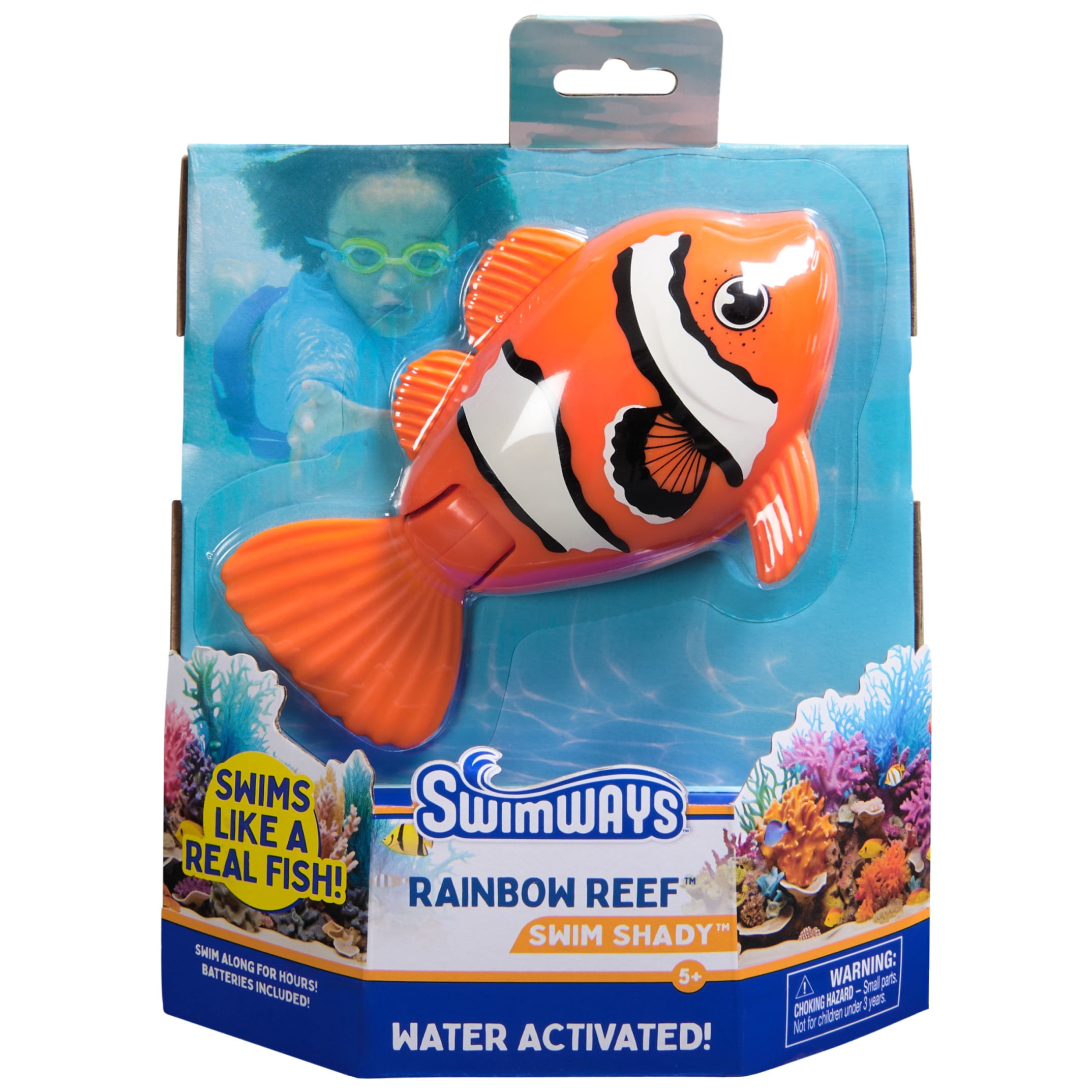 SwimWays Rainbow Reef Fish Toy, Kids Swimming Accessories & Water Toys, Learn to Swim Pool Toys for Kids Ages 5 & Up, Batteries Included, Swim Shady