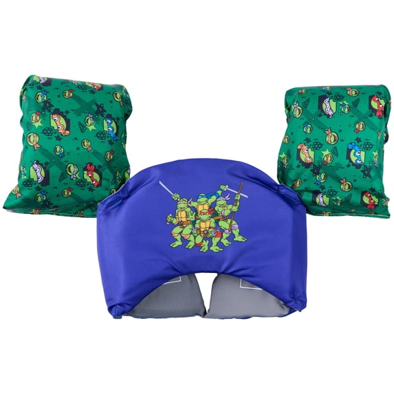 SwimWays TMNT Swim Trainer, USCG Approved Life Vest with Arm Floaties, for 33-55 lbs