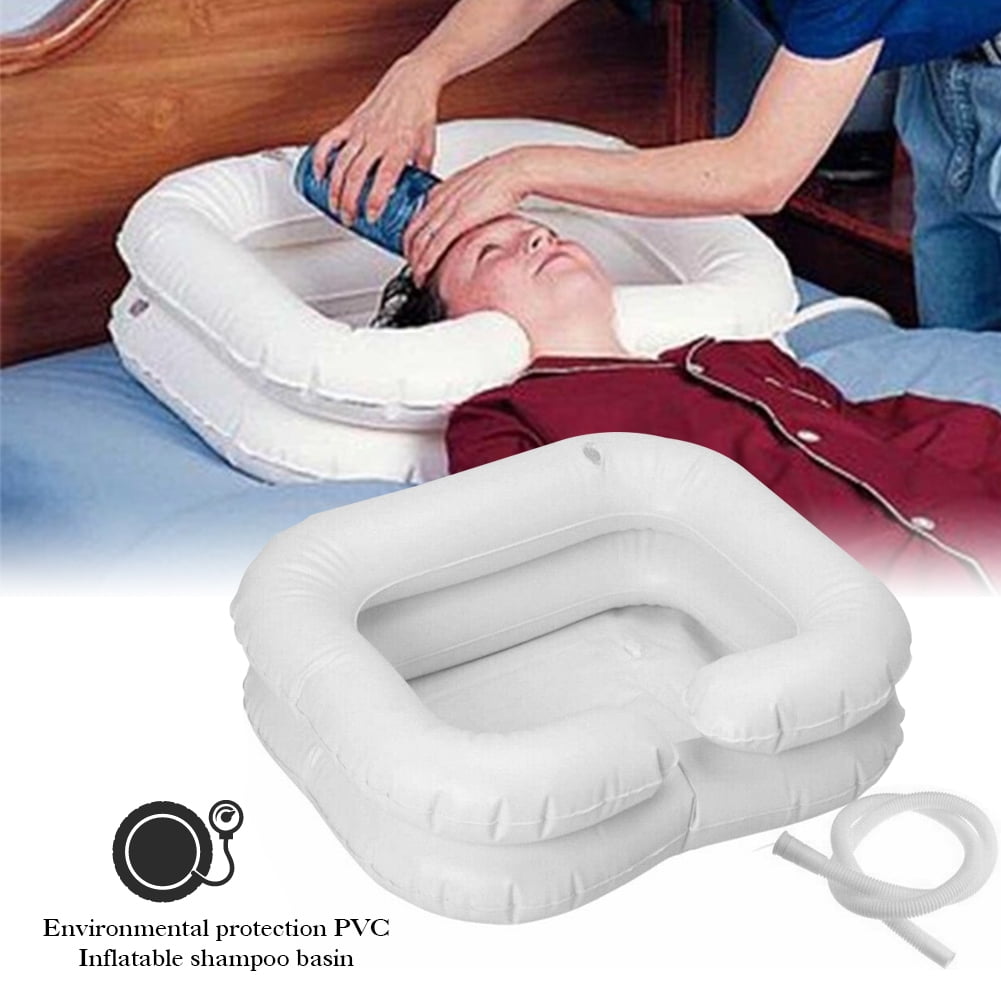 SWYAN Inflatable Portable Bed Shampoo Hair Washing Basin Foot Pump