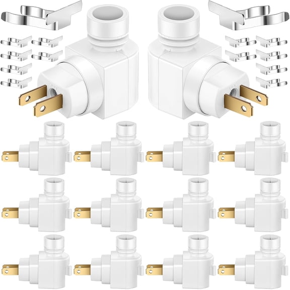 SX 12 Sets Night Light Base 360 Plug in Night Light Module Rotating Lamp Plug with On/Off Switch and Metal Clips Plastic Swivel Wall for Making Lamp (White)