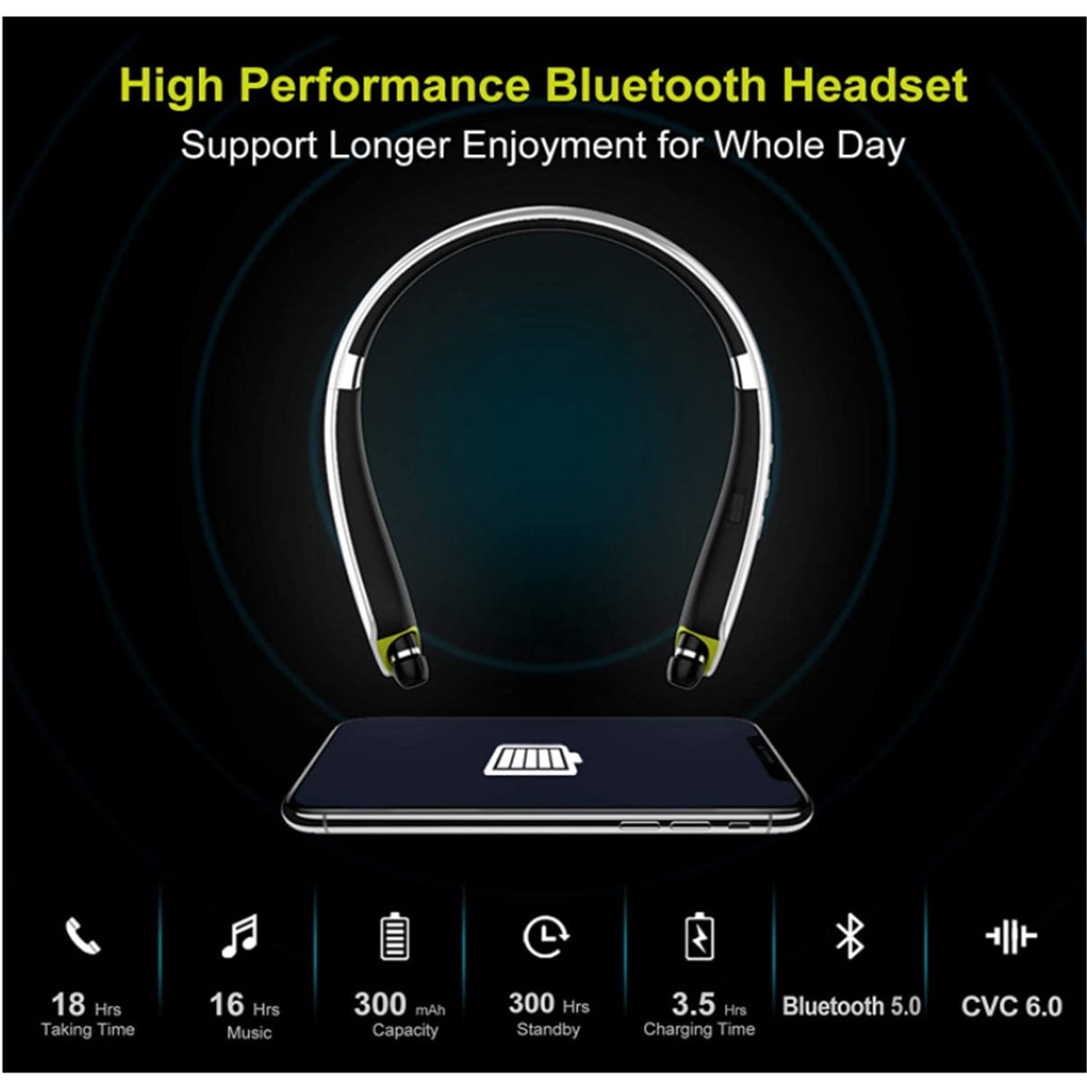 SX-990 Stereo Bluetooth Headphones 5.0 Folding Universal Sports Music Headphones SX990 Hanging Neck Wireless Headphones,Ivory white