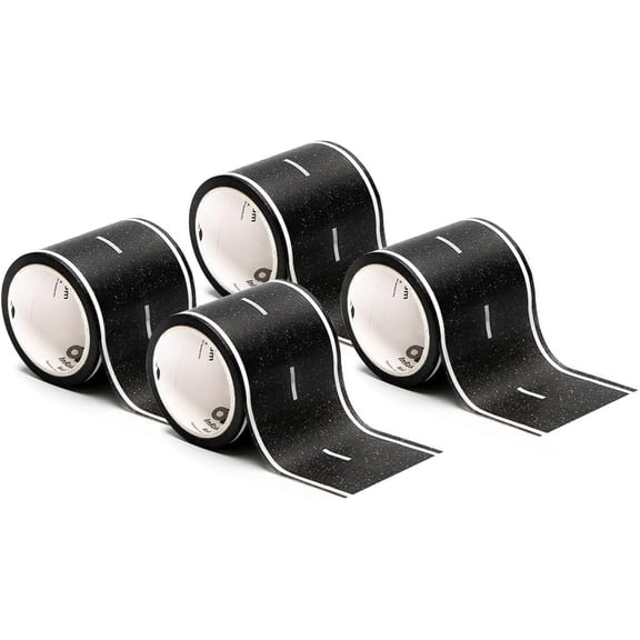SX Road Tape for Toy Cars - Sticks to Flat Surfaces; No Residue; 4-Pack of 30 ft. x 2 in. Asphalt Road