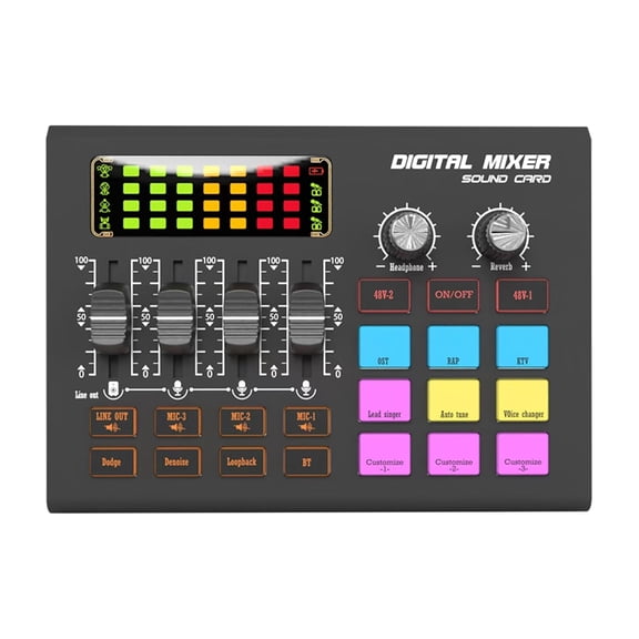 SX10 Sound Card Professional Bluetooth-Compatible Studio Record For Phone PC Mixing Console Amplifier Live Music Mixer ,Easy to Operate