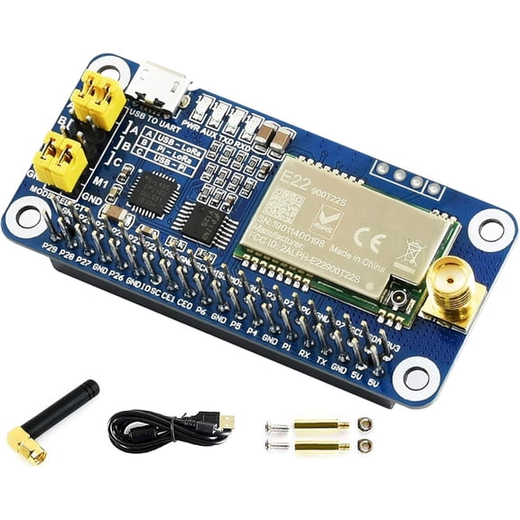 SX1262 LoRa HAT for 915MHz Frequency Band Data Transmission up to 5km Support Auto Repeating to Transmit Longer Wake on Radio Wireless Config Carrier Sensing Communication Key