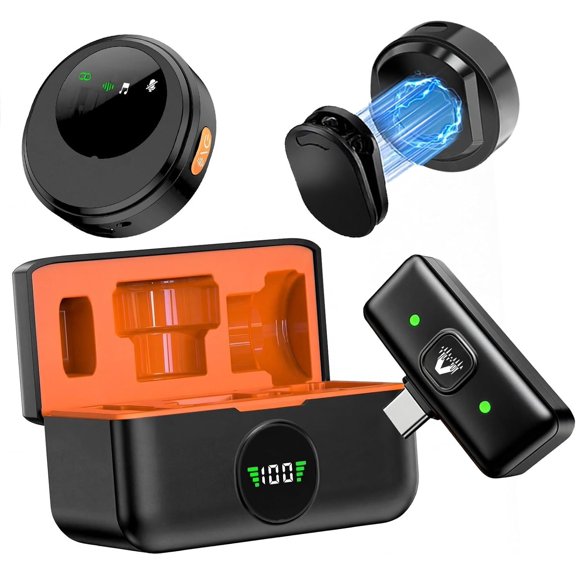 SX29 Lavalier Microphone for 17/16/15 & Android, USB-C Plug & Play Mini Mic, AI Noise Reduction, Clip- Lapel Mic with Case for Vlogging & Video Recording