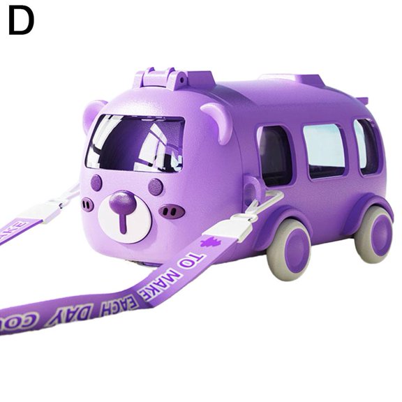 SXCRFKXH 2025 New Portable Water Cup In Bus Shape with Strap 169 oz, 360 Leak-Proof Bounce Flip top Straw Water Bottle, Cute Cartoon Design Detachable Bus Water Jug, Fun Car Water Cup for Travel Camp