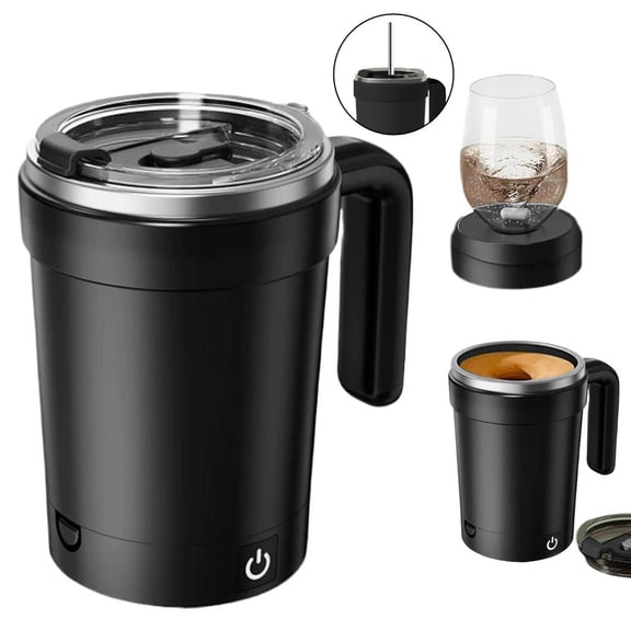 SXCRFKXH Automatic Magnetic Stirring Coffee Mug, 2025 Upgraded Detachable Base Self-Stirring Mug, Auto Stirring Mugs with Lid Handle, Smart Mixing Cup for Coffee, Chocolate, Milk, Tea