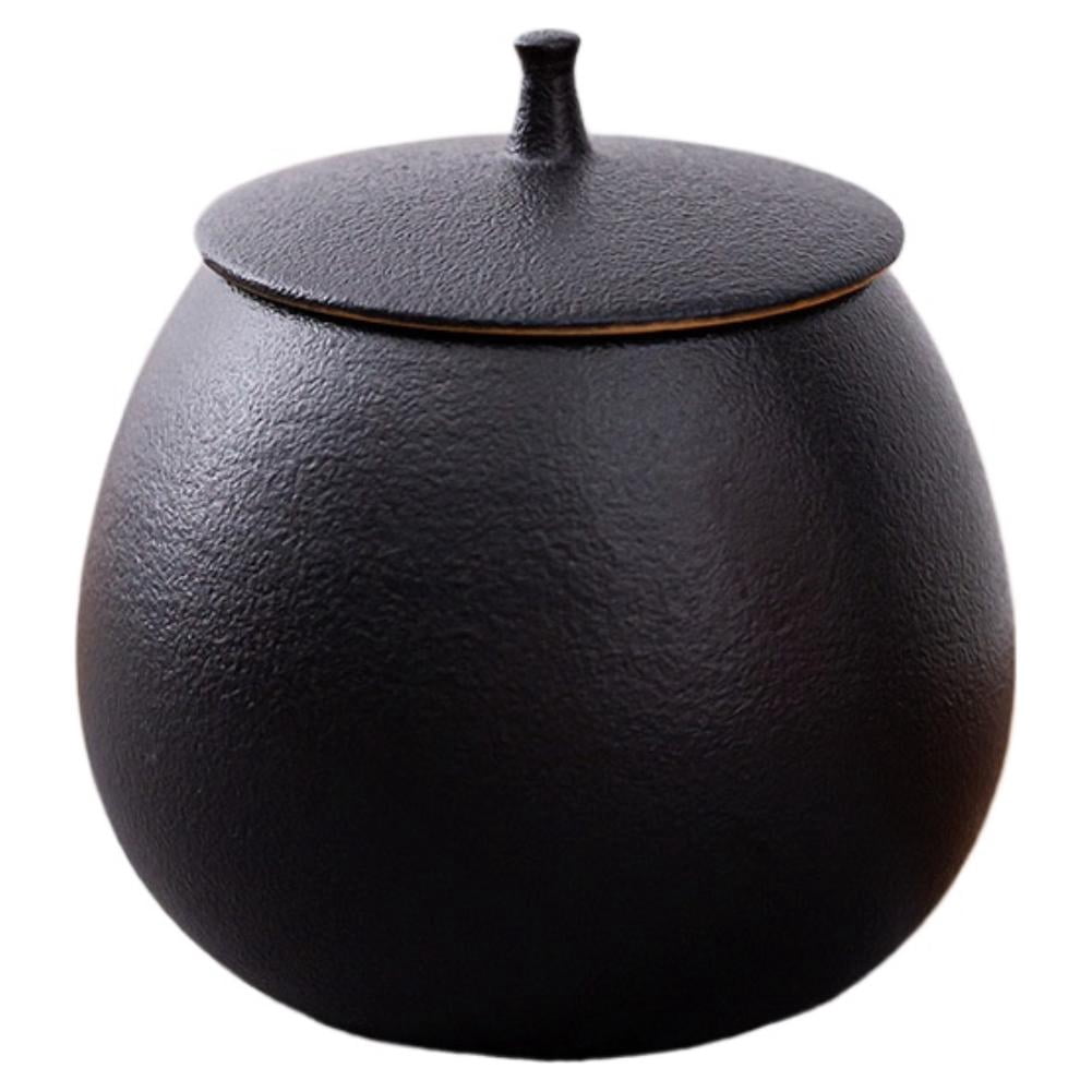 SXCRFKXH Black Vintage Ceramic Food Jar Airtight Tea Canister Container ...