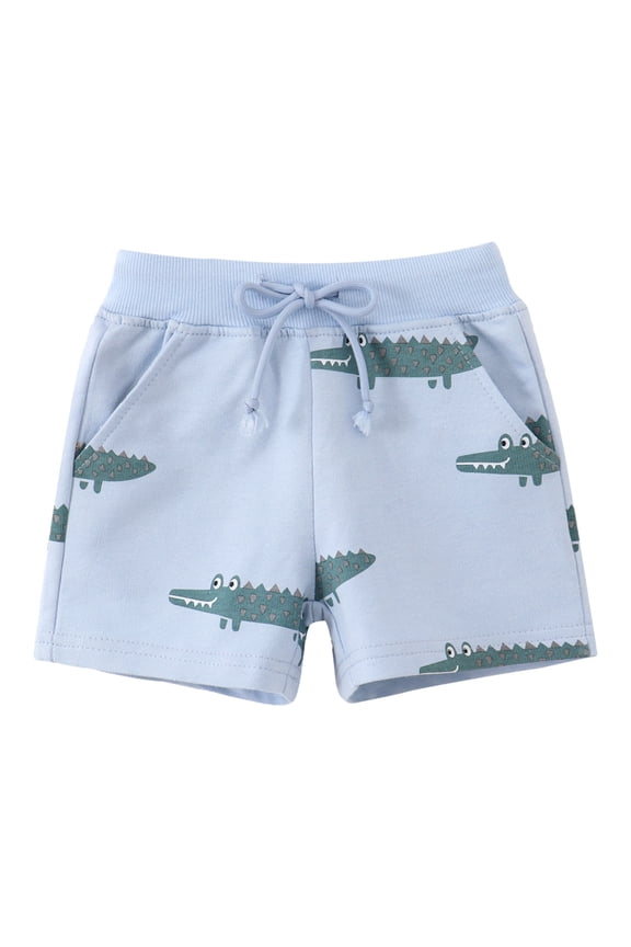 Boys Shorts Cartoon Print Loose Pull On Drawstring Shorts Children Comfortable Summer Lounge Running Shorts With Pockets 1-2 Y