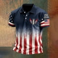 thumbnail image 1 of SXCXLSA Men 250 Anniversary USA Polo Shirts Short Sleeve Stand Collar Patriotic 4th Of July Shirts With Button Flag Stars Stripes Blouses Pullover Outfits Navy L, 1 of 3