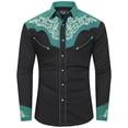 thumbnail image 1 of SXCXLSA Mens Western Shirts Long Sleeve Button Collar Embroidered Cowboy Shirt Regular Fit Business Casual Blouse With Floral Design Light Blue M, 1 of 4
