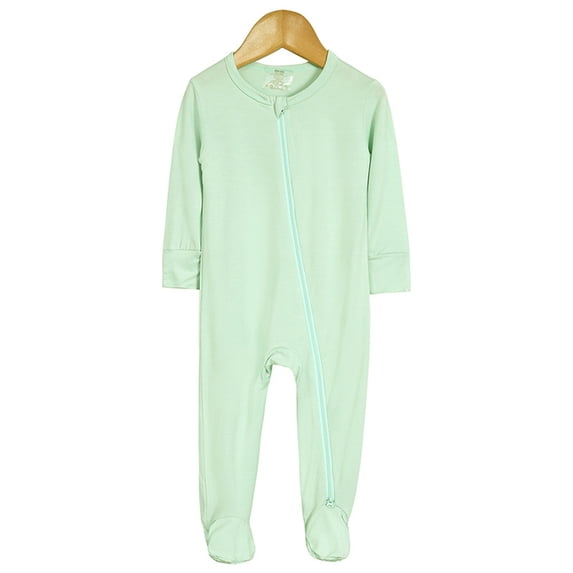 SXCXLSA Newborn Infant Baby Footed Pajamas Zipper Romper Long Sleeve Bamboo Fiber Sleeper Jumpsuit for Boys and Girls