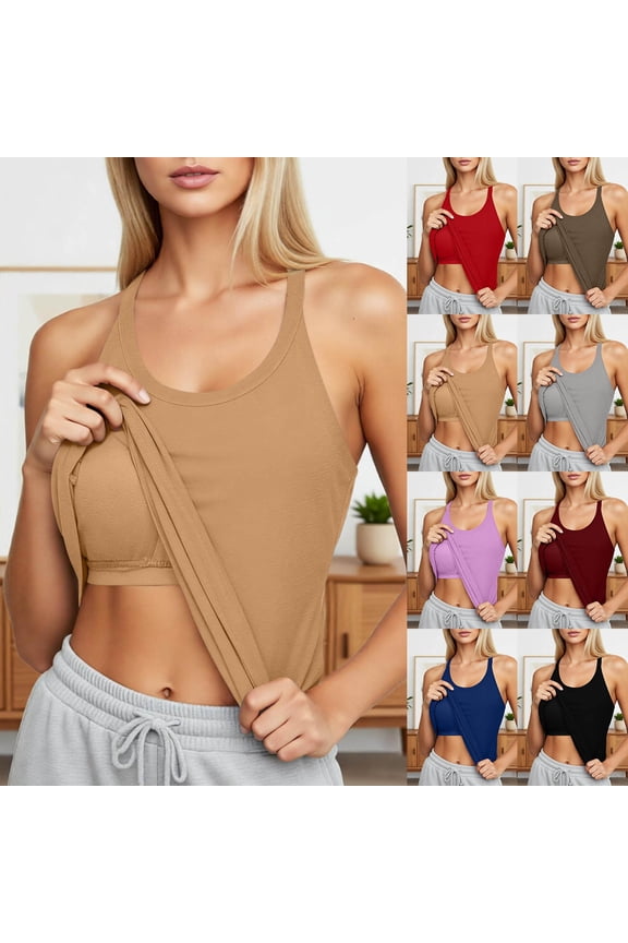 Seamless Yoga Tank Tops with Built in Bras Light Support Padded Workout Top Women's Athletic Sleeveless Vest Fitness Gym Wear Comfortable Casual Camisole for Active Lifestyle