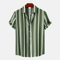 thumbnail image 1 of SXCXLSA Striped Shirt For Mens Loose Short Sleeve Collar Button Down Shirt Lightweight Business Work Office Tops Army Green XL, 1 of 5