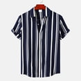 thumbnail image 1 of SXCXLSA Striped Shirt For Mens Regular Fit Short Sleeve Collar Button Down Shirt Comfortable Business Work Office Tops Navy XXL, 1 of 7