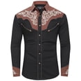 thumbnail image 1 of SXCXLSA Western Shirts For Mens Long Sleeve Button Collar Cowboy Embroidered Shirt Regular Fit Classic Basic Tops With Floral Design Brown L, 1 of 4