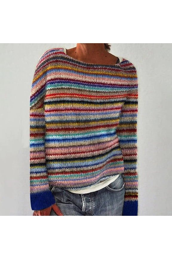 Women Casual Knitted Sweater Loose Fit Long Sleeve Pullover Lightweight Soft Knit Top for Spring Fall Everyday Wear