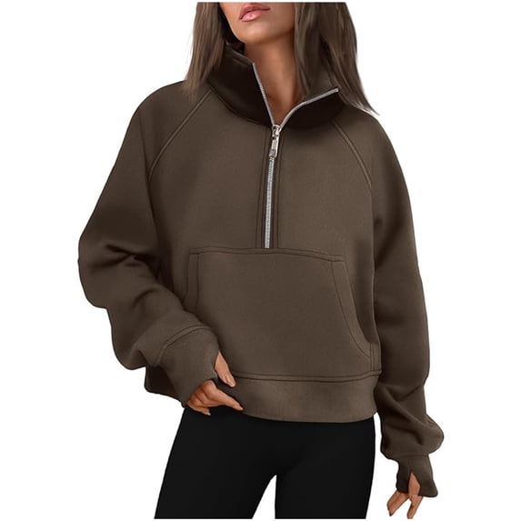 SXCXLSA Women Half Zip Pullover Sports Sweatshirt Loose Fit Stand Collar Yoga Top Warm Casual Activewear for Fall and Winter