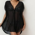 thumbnail image 1 of SXCXLSA Women's Mesh Sheer Swimsuit Cover Up Dress Bikini Beach Coverup Black L, 1 of 7