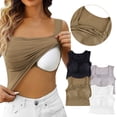 thumbnail image 1 of SXCXLSA Womens Shelf Bra Camisole Tank Tops with Built in Bras Adjustable Spaghetti Strap Padded Vest Seamless Back Undershirt Basic Layering Top No Wire Integrated Cup Innerwear, 1 of 6