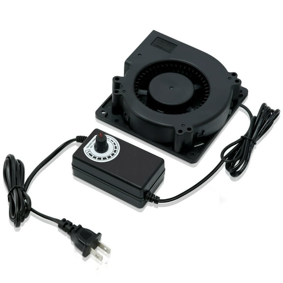 SXDOOL 120mm DC 12V Blower Cooling Fan, AC 110V 115V to DC 12V 2A Power Cord with Speed Controller,for Router Receiver DVR Xbox Modem AV Cabinet Cooler