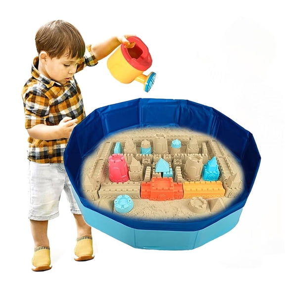 SXDY Kids Sandbox Toys Children's Indoor Outdoor Sand and Water Table Beach Toys Sensory Toys Sand Castle Birthday Gifts for Boys and Girls Round Blue