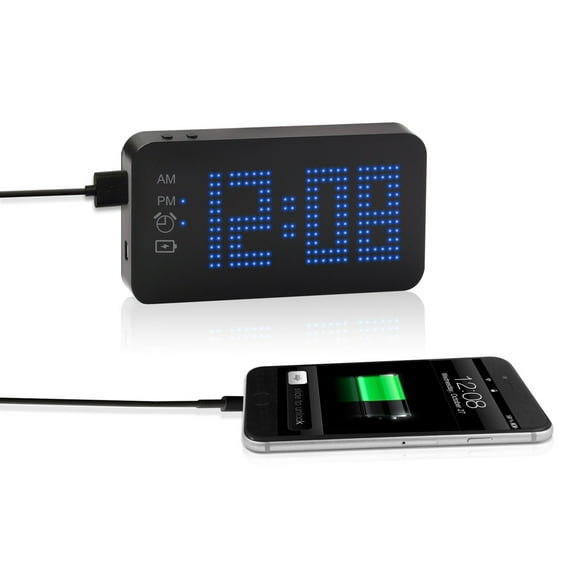 SXE- 4,000mAh Portable Power Bank Alarm Clock, 2.8D x 5.13W x 0.62H