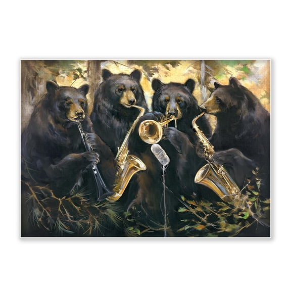 SXFVHN 500-Piece Adult Wood Jigsaw Puzzle, Bear Band Musical Forest Scene – Intellectual Challenge, High-Difficulty, Stress-Relieving Family Activity, Home Decoration, Eco-Friendly, 20.5x15in