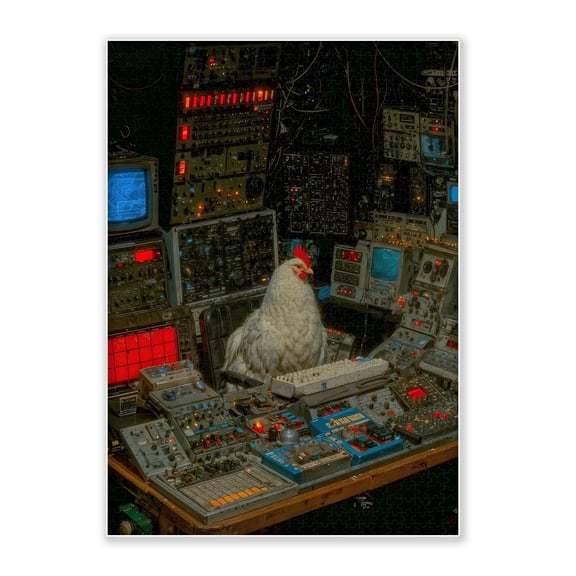 SXFVHN 500-Piece Adult Wood Jigsaw Puzzle, Chicken in Control Panel Scene – Intellectual Challenge, High-Difficulty, Stress-Relieving Family Activity, Home Decoration, Eco-Friendly, 20.5x15in