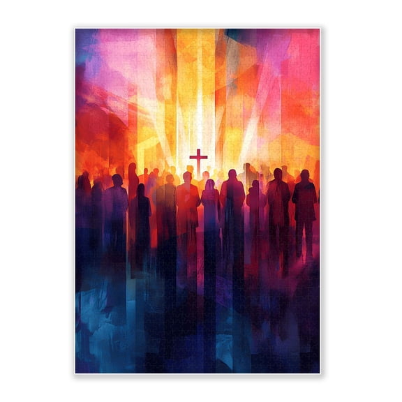 SXFVHN 500-Piece Adult Wood Jigsaw Puzzle, Colorful Cross Crowd Scene – Intellectual Challenge, High-Difficulty, Stress-Relieving Family Activity, Home Decoration, Eco-Friendly, 20.5x15in