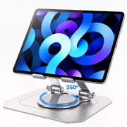 SXHELECOK 360  Rotating Tablet Stand for Desk, Height-Adjustable Foldable Metal Holder for 4-13 inch Tablets, Multi-Angle, Silver