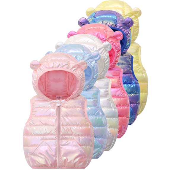 SXIMEE 1-5T Baby Girls Puffer Down Vest Toddler Hooded Puffer Zip Jacket Winter Lightweight Coat with Pocket
