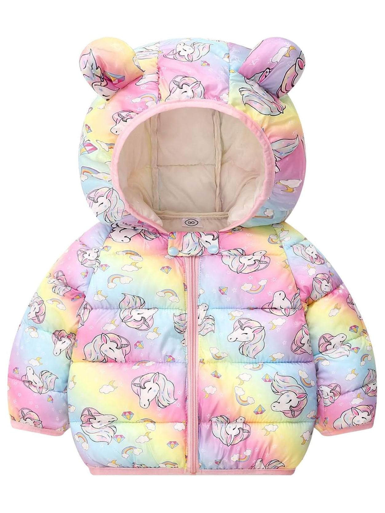 SXIMEE 1-6T Unicorn Winter Coats Puffer Padded Jacket for Toddler Girls ...