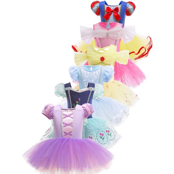 ATAIKU 3-9Y Kids Girls Purple Princess Ballet Dress Leotards Skirted Tutu Dancewear Halloween Christmas Party Dress 1 Piece
