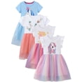 thumbnail image 1 of SXIMEE 2-7T Unicorn Birthday Party Princess Girl Dresses Short Sleeve Girls Rainbow Tulle Tutu Dress - 1 Piece, 1 of 6