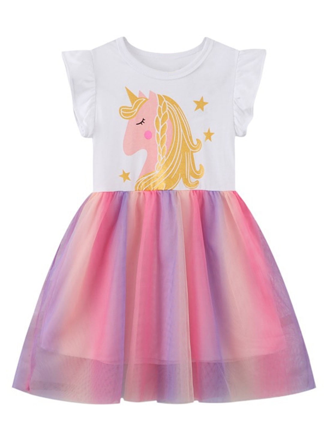 Unicorn Light Up  Princess Dress Flower Girl Dress(short dress)