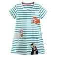 thumbnail image 1 of SXIMEE 2-7Y Toddler Girls Summer Dress Cotton Casual Short Sleeve Dresses Girls Sundress - Stripes Cat, 1 of 5