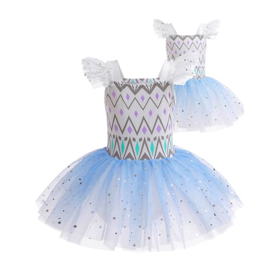 ATAIKU 3-9Y Kids Girls Princess Ballet Dress Short Sleeve Leotards Skirted Tutu Dancewear Halloween Christmas Party Dress