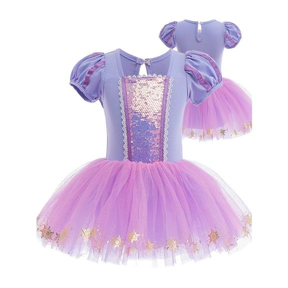 ATAIKU 3-9Y Kids Girls Princess Ballet Dress Short Sleeve Leotards Skirted Tutu Dancewear Halloween Christmas Party Dress