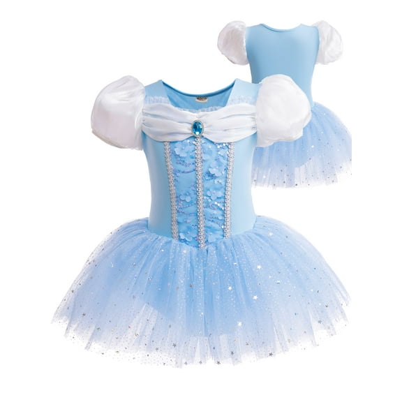 ATAIKU 3-9Y Kids Girls Princess Ballet Dress Short Sleeve Leotards Skirted Tutu Dancewear Halloween Christmas Party Dress