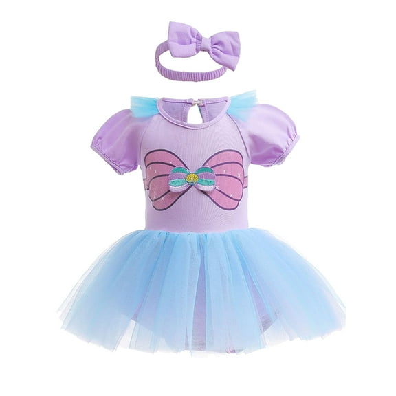 ATAIKU 3M-18M Infant Baby Girls Princess Dress Up Romper Onesie Tutu Dress Bodysuit with Headband Birthday Halloween Christmas Party Dresses