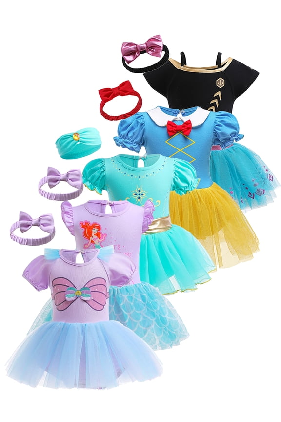 3M-18M Infant Baby Girls Princess Dress Up Romper Onesie Tutu Dress Bodysuit with Headband Birthday Halloween Christmas Party Dresses