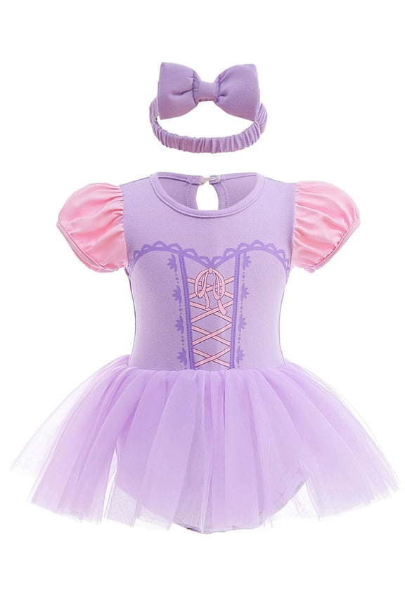 3M-18M Infant Baby Girls Princess Dress Up Romper Onesie Tutu Dress Bodysuit with Headband Birthday Halloween Christmas Party Dresses