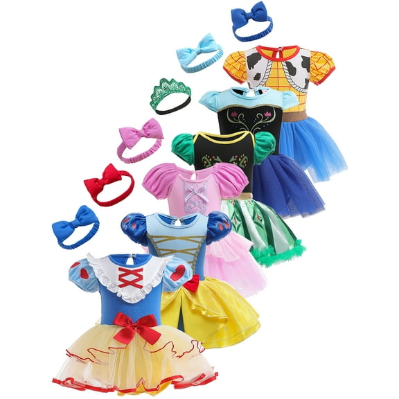 ATAIKU 3M-18M Infant Baby Girls Princess Dress Up Romper Onesie Tutu Dress Bodysuit with Headband Birthday Halloween Christmas Party Dresses
