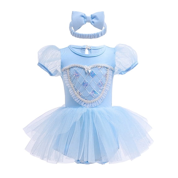 ATAIKU 3M-18M Infant Baby Girls Princess Dress Up Romper Onesie Tutu Dress Bodysuit with Headband Birthday Halloween Christmas Party Dresses
