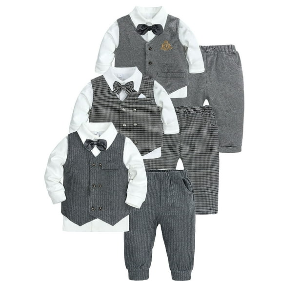 SXIMEE 6M-4T Baby Boys Suits Formal Outfits Dress Shirt+ Pants+ Tuxedo Vest 3 Piece Toddler Gentleman Clothes