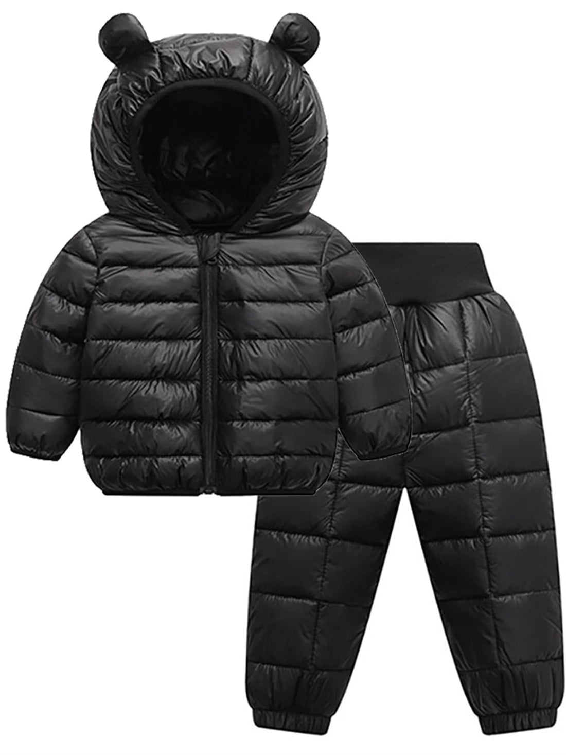 ATAIKU 6M-5T Toddler Baby Boy Girl Cute Hooded Puffer Jacket with Pants Kids Winter Snowsuit Lightweight Down Outwear